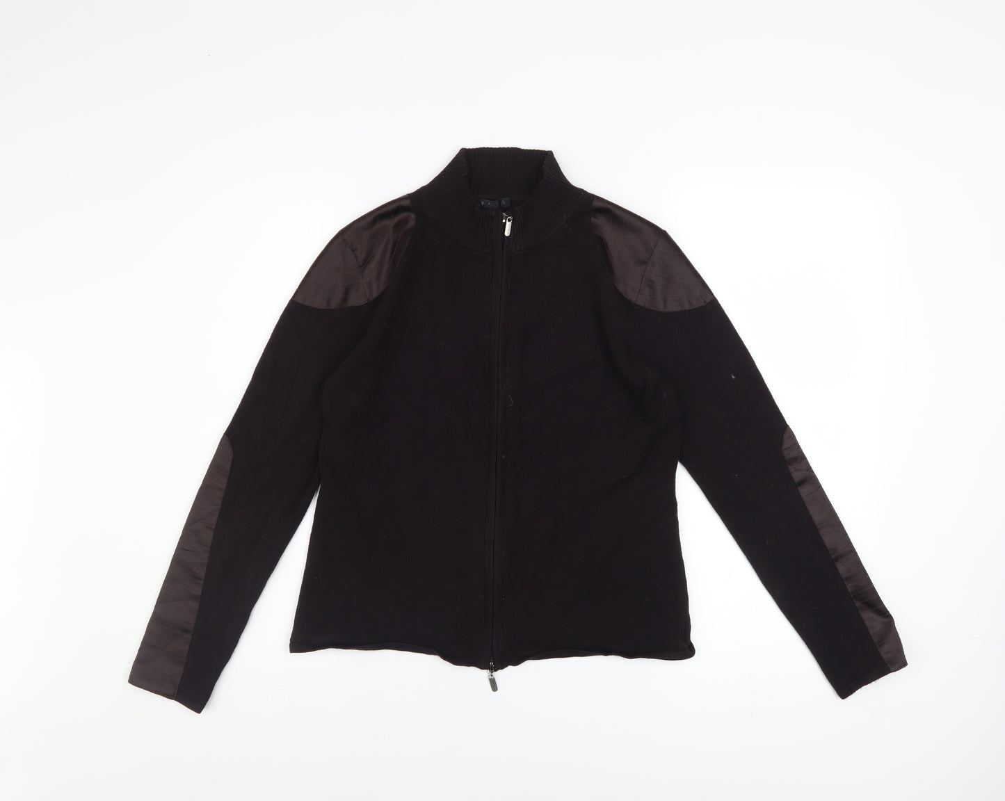 Yuka Men's Black Full Zip Jersey Jacket Size L Stand-Up Collar