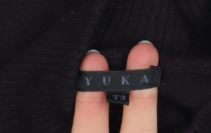 Yuka Men's Black Full Zip Jersey Jacket Size L Stand-Up Collar