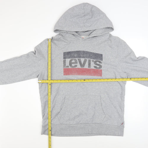 Levi's Men's Grey Pullover Hoodie L Logo Graphic Cotton Fleece
