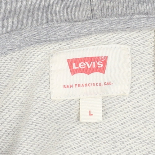 Levi's Men's Grey Pullover Hoodie L Logo Graphic Cotton Fleece