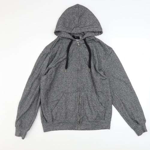 H&M Men's Grey Full Zip Hoodie Sweatshirt Regular Fit Size S