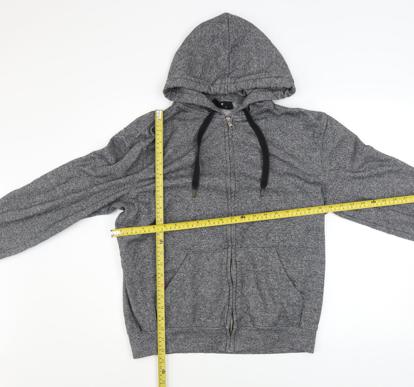 H&M Men's Grey Full Zip Hoodie Sweatshirt Regular Fit Size S