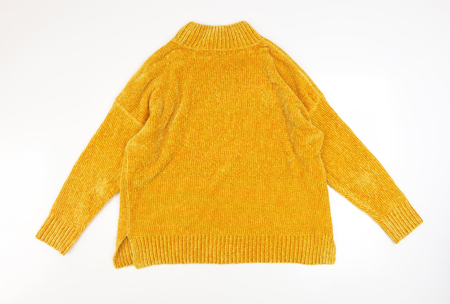 F&F Womens Yellow Chunky Knit Roll Neck Jumper Size 18