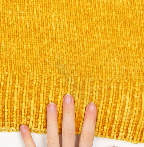 F&F Womens Yellow Chunky Knit Roll Neck Jumper Size 18