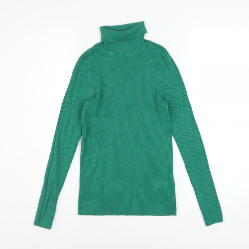 Marks and Spencer Women’s Green Roll Neck Ribbed Jumper Size 10