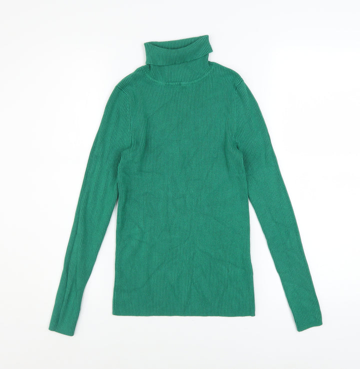 Marks and Spencer Women’s Green Roll Neck Ribbed Jumper Size 10