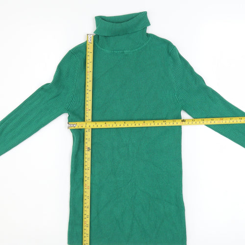 Marks and Spencer Women’s Green Roll Neck Ribbed Jumper Size 10