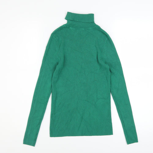 Marks and Spencer Women’s Green Roll Neck Ribbed Jumper Size 10