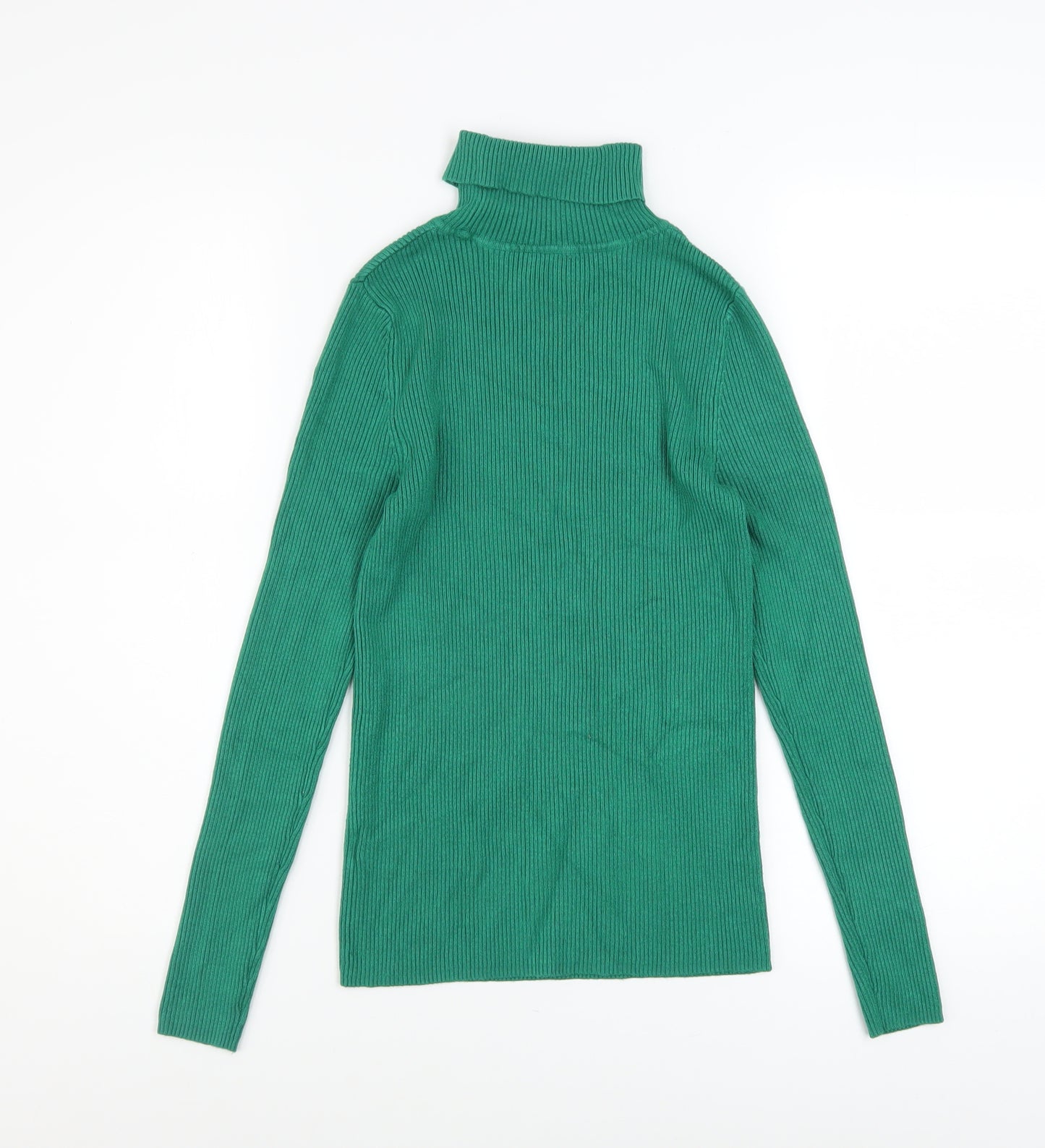 Marks and Spencer Women’s Green Roll Neck Ribbed Jumper Size 10