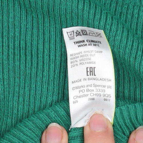 Marks and Spencer Women’s Green Roll Neck Ribbed Jumper Size 10