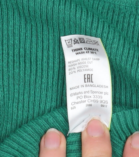 Marks and Spencer Women’s Green Roll Neck Ribbed Jumper Size 10