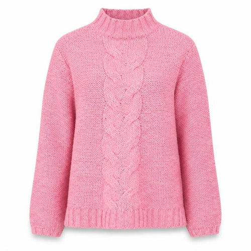 Ellos Womens Pink Mock Neck Cable-Knit Long Sleeve Jumper Size 12