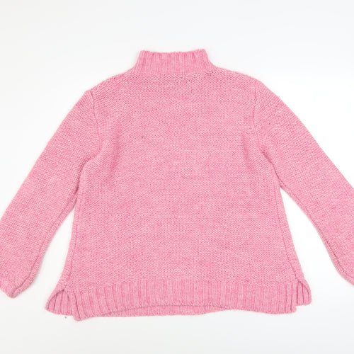Ellos Womens Pink Mock Neck Cable-Knit Long Sleeve Jumper Size 12