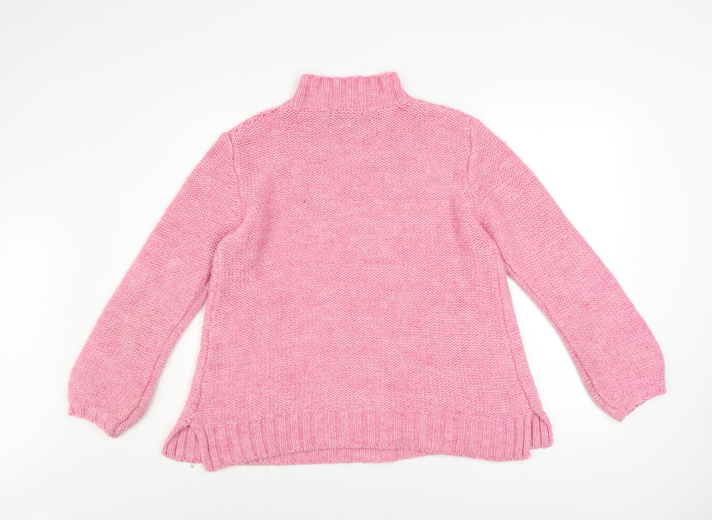 Ellos Womens Pink Mock Neck Cable-Knit Long Sleeve Jumper Size 12