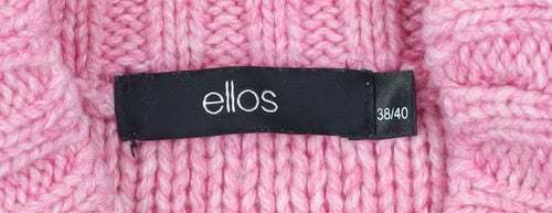 Ellos Womens Pink Mock Neck Cable-Knit Long Sleeve Jumper Size 12