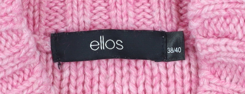 Ellos Womens Pink Mock Neck Cable-Knit Long Sleeve Jumper Size 12