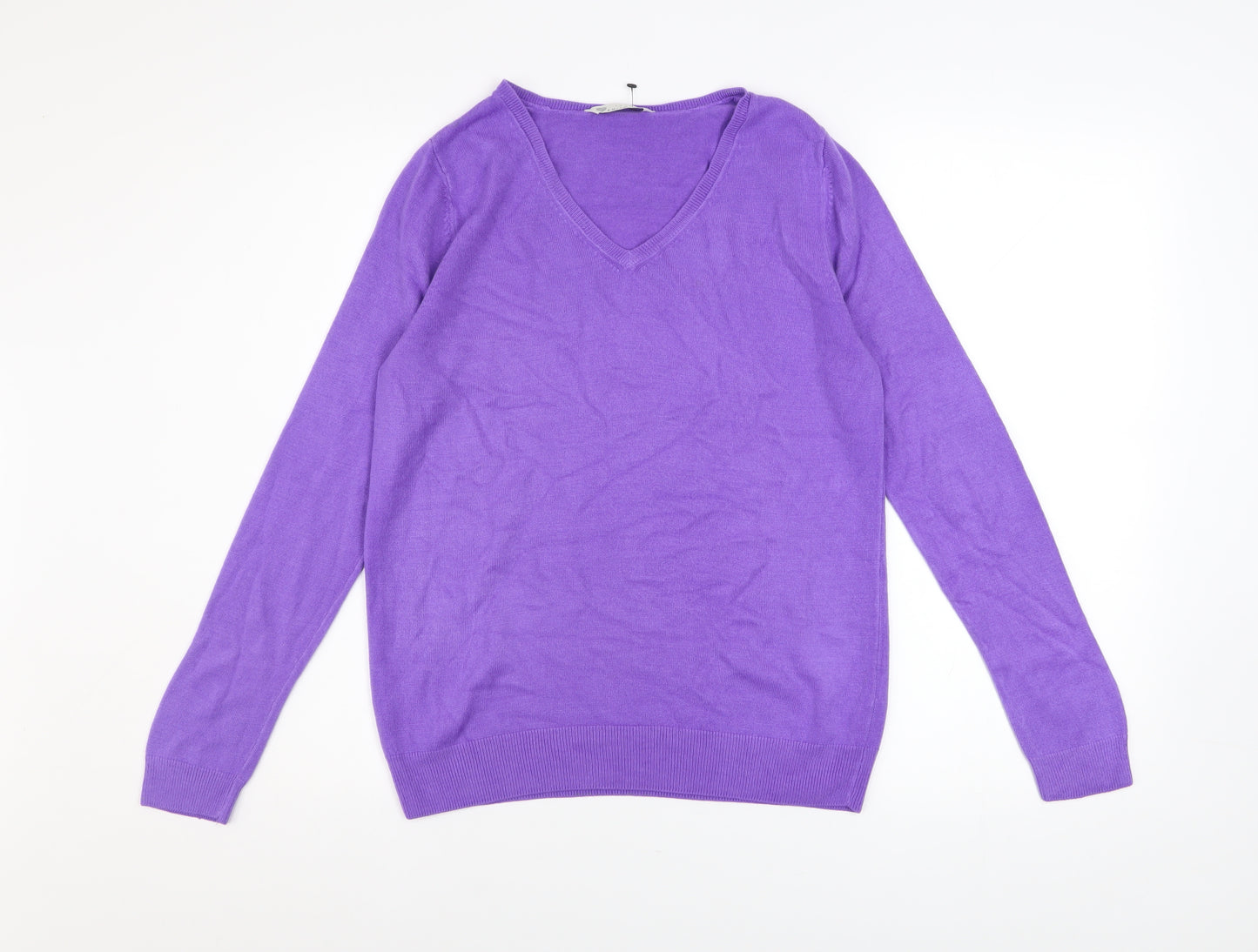 BHS Women Purple V-Neck Long Sleeve Knit Jumper Size 14
