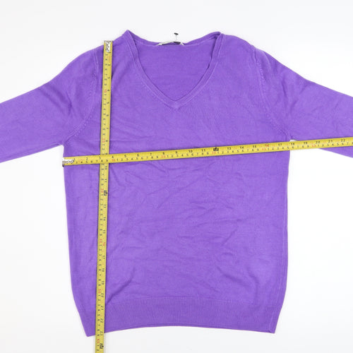 BHS Women Purple V-Neck Long Sleeve Knit Jumper Size 14