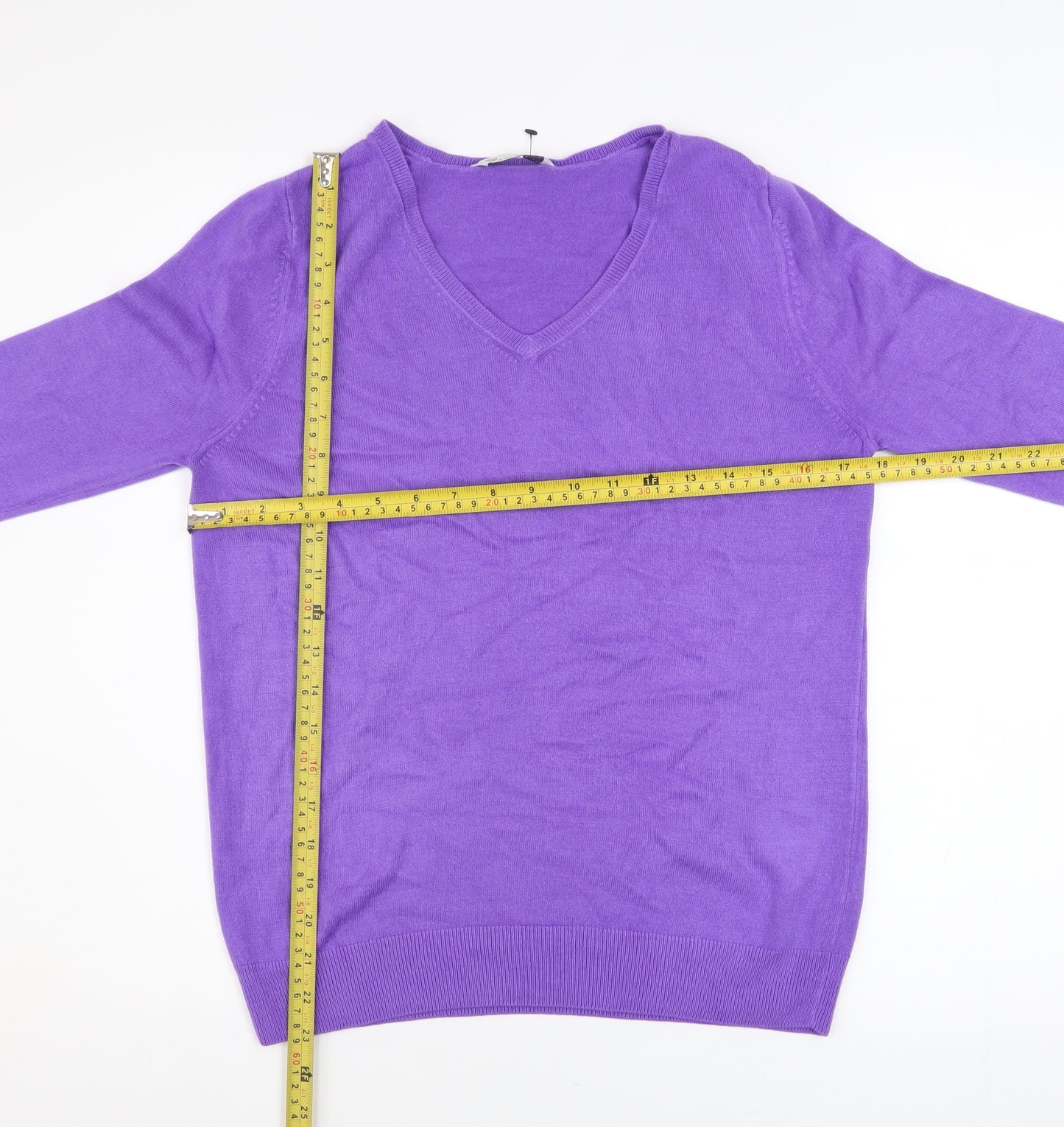 BHS Women Purple V-Neck Long Sleeve Knit Jumper Size 14