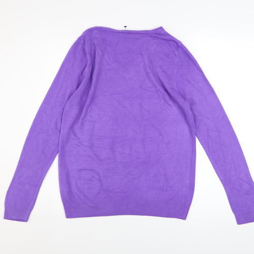 BHS Women Purple V-Neck Long Sleeve Knit Jumper Size 14