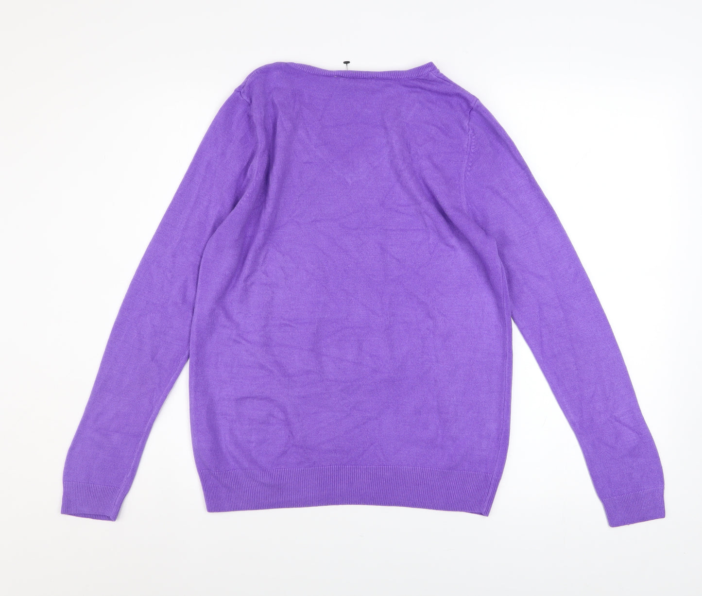 BHS Women Purple V-Neck Long Sleeve Knit Jumper Size 14