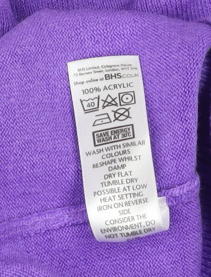 BHS Women Purple V-Neck Long Sleeve Knit Jumper Size 14