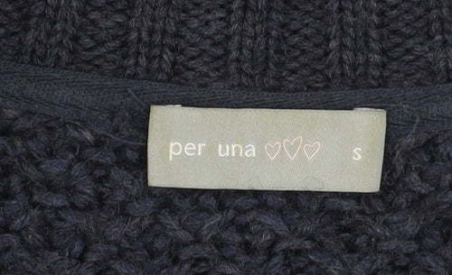 Marks and Spencer Per Una Women's Navy Cable-Knit Cardigan Size S