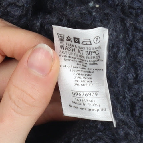 Marks and Spencer Per Una Women's Navy Cable-Knit Cardigan Size S