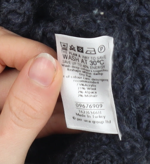 Marks and Spencer Per Una Women's Navy Cable-Knit Cardigan Size S