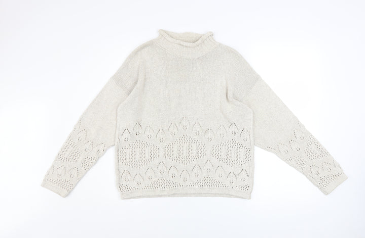 Dorothy Perkins Women’s Ivory Open-Knit Mock Neck Jumper Size 10
