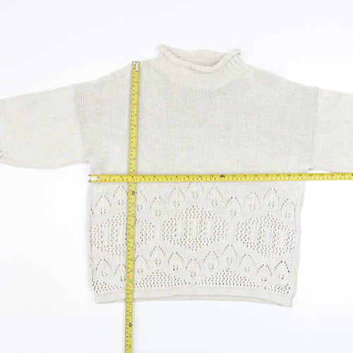 Dorothy Perkins Women’s Ivory Open-Knit Mock Neck Jumper Size 10