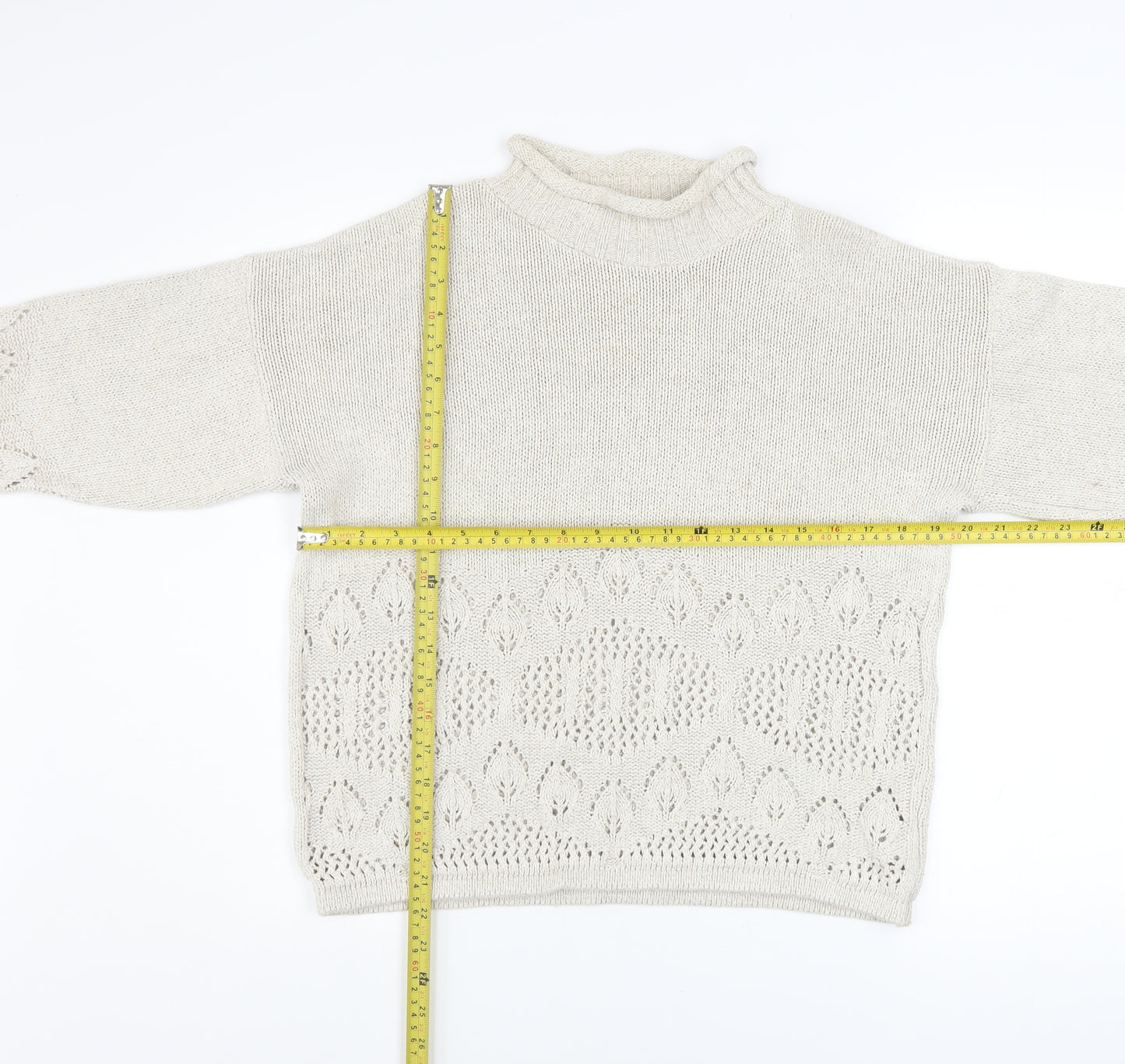 Dorothy Perkins Women’s Ivory Open-Knit Mock Neck Jumper Size 10