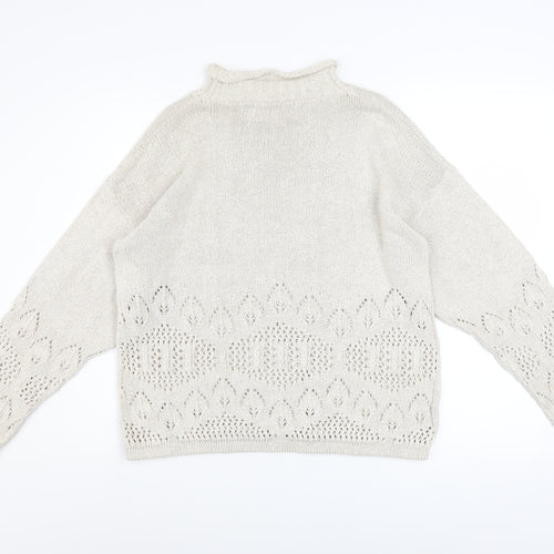 Dorothy Perkins Women’s Ivory Open-Knit Mock Neck Jumper Size 10