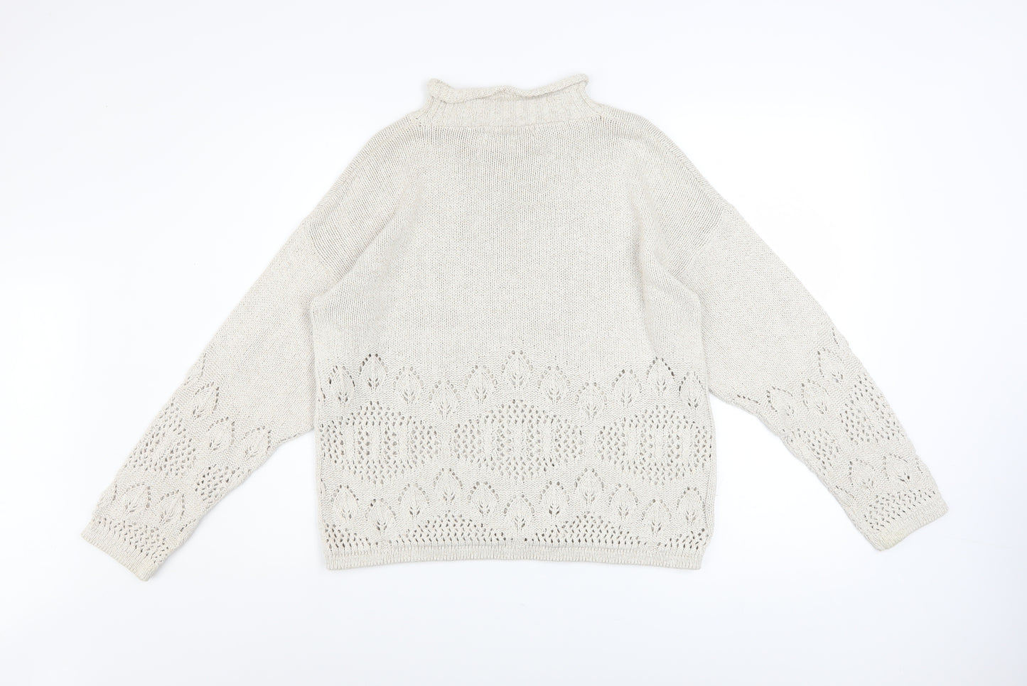 Dorothy Perkins Women’s Ivory Open-Knit Mock Neck Jumper Size 10
