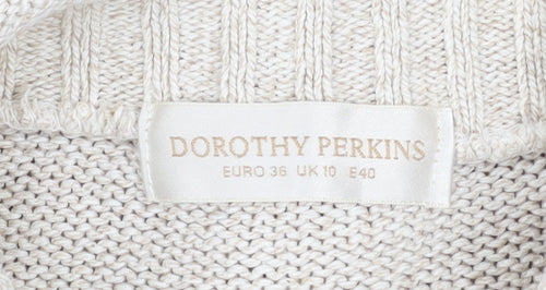Dorothy Perkins Women’s Ivory Open-Knit Mock Neck Jumper Size 10