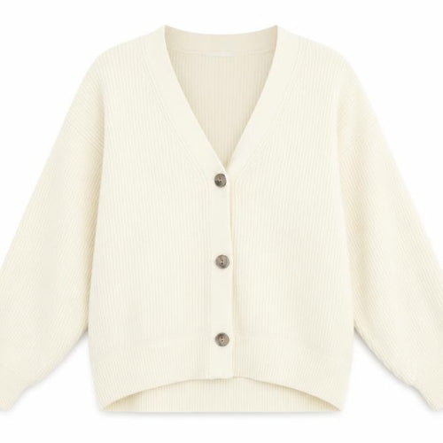 GU Women's Ivory Button-Up Cardigan XL Acrylic Blend Knit Jumper