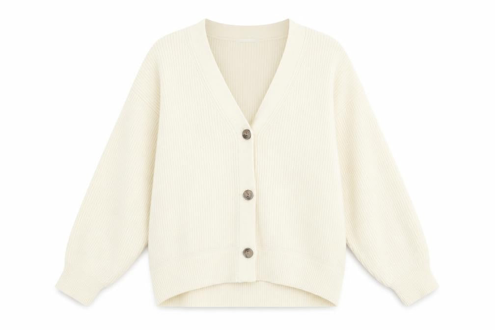 GU Women's Ivory Button-Up Cardigan XL Acrylic Blend Knit Jumper