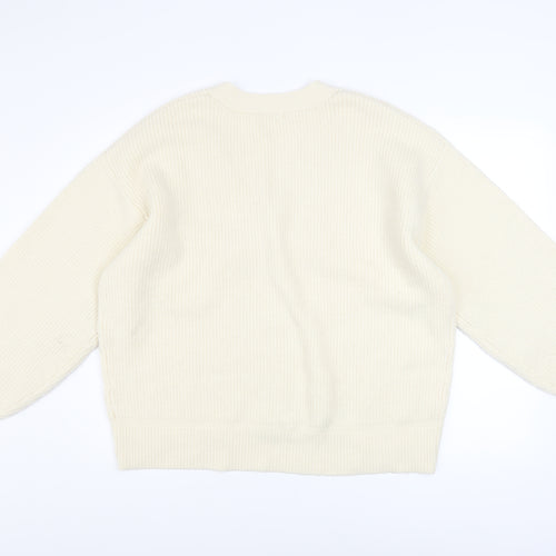 GU Women's Ivory Button-Up Cardigan XL Acrylic Blend Knit Jumper