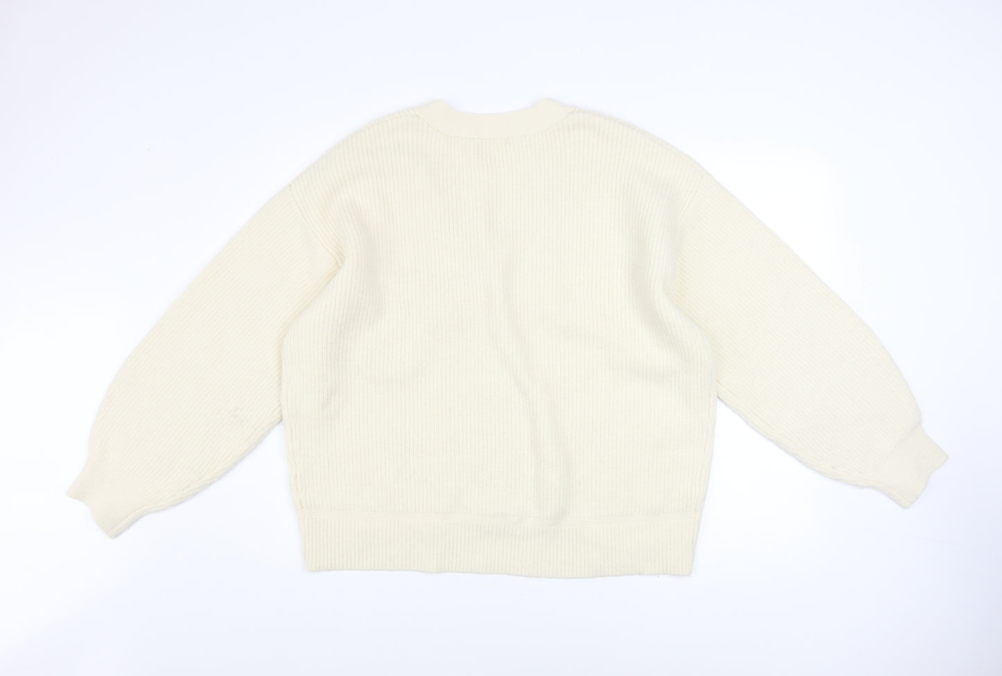 GU Women's Ivory Button-Up Cardigan XL Acrylic Blend Knit Jumper