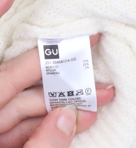 GU Women's Ivory Button-Up Cardigan XL Acrylic Blend Knit Jumper