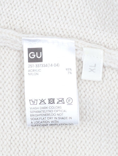 GU Women’s Ivory Knit Button Up Cardigan XL Relaxed Fit
