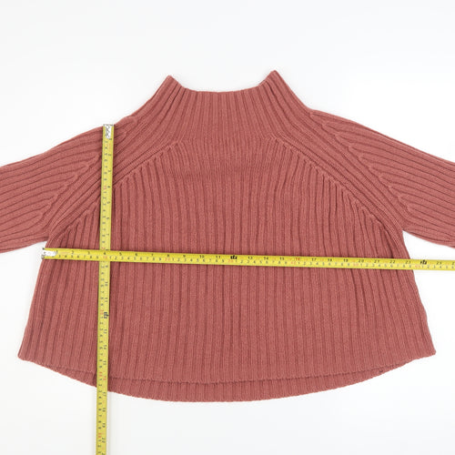 Brave Soul Women's Pink Mock Neck Ribbed Knit Pullover Jumper Size S