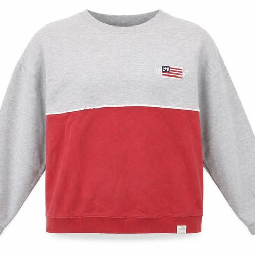 Pull&Bear Women Grey Red Colourblock Sweatshirt Size S