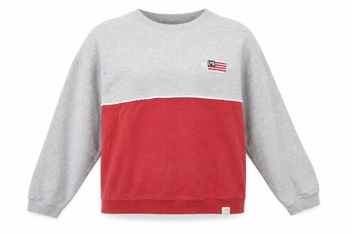 Pull&Bear Women Grey Red Colourblock Sweatshirt Size S