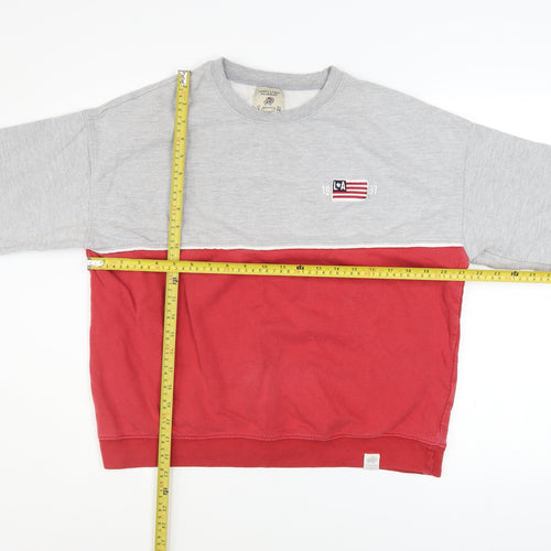Pull & Bear Women Grey Red Colourblock Sweatshirt Size S
