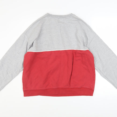 Pull & Bear Women Grey Red Colourblock Sweatshirt Size S
