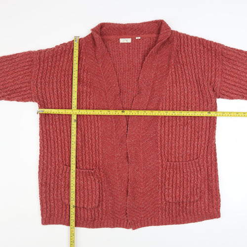 Fat Face Women Red Size 16 Chunky Knit Open Cardigan