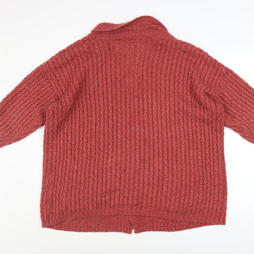 Fat Face Women Red Size 16 Chunky Knit Open Cardigan