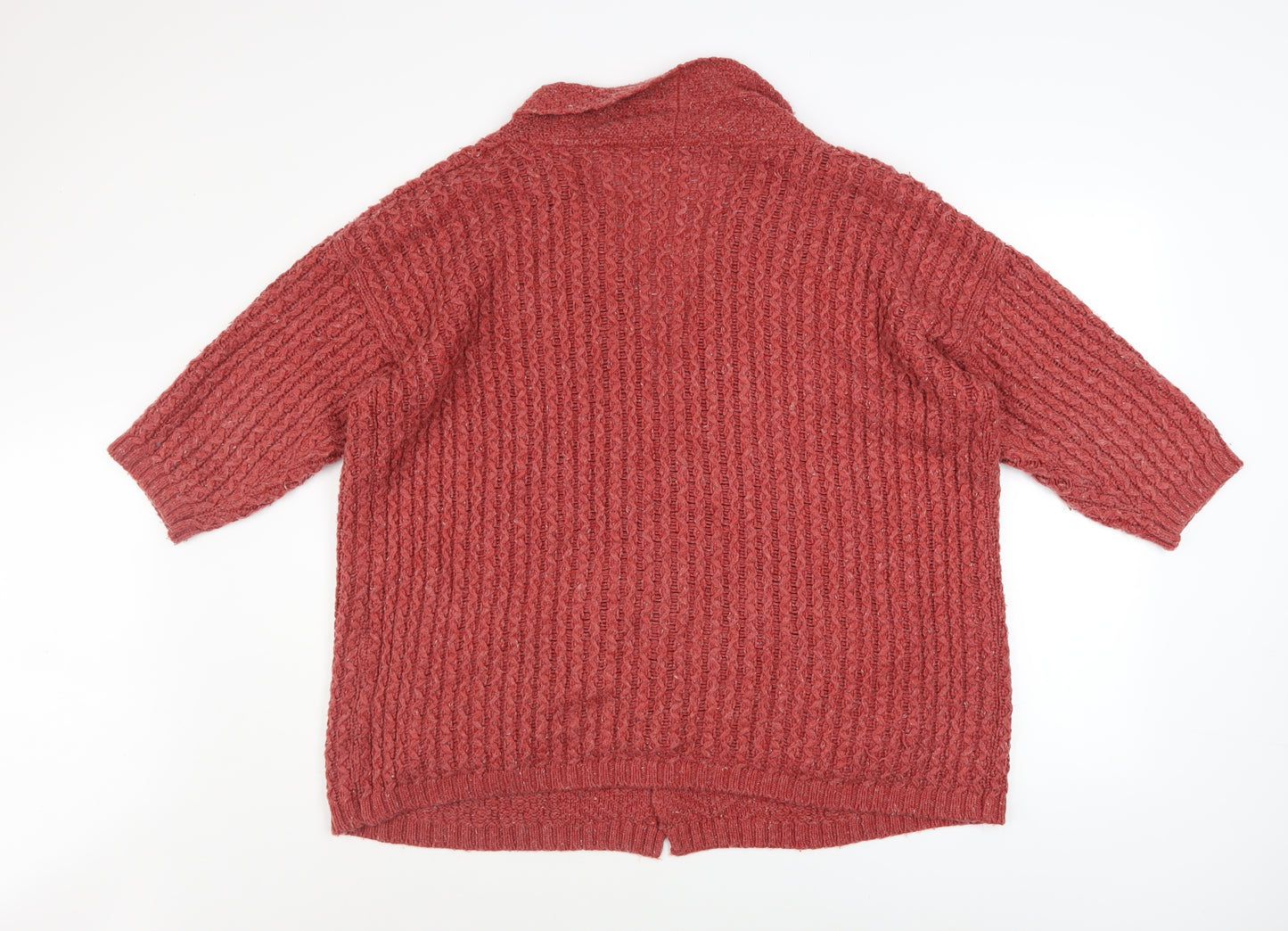 Fat Face Women Red Size 16 Chunky Knit Open Cardigan