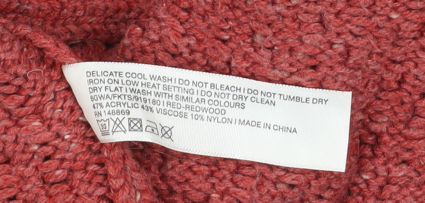 Fat Face Women Red Size 16 Chunky Knit Open Cardigan
